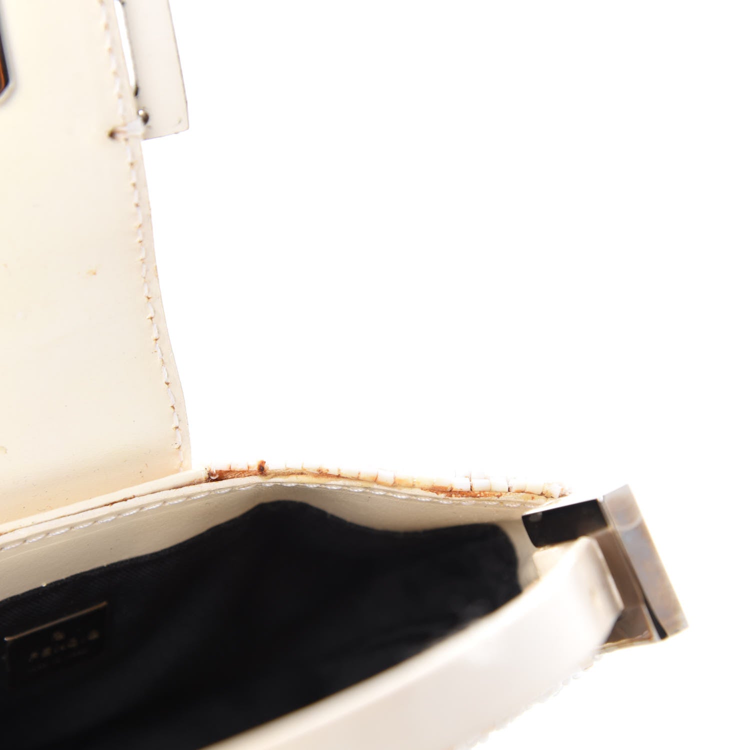 Fendi Beaded Mini Half Moon Baguette White 6 of 11