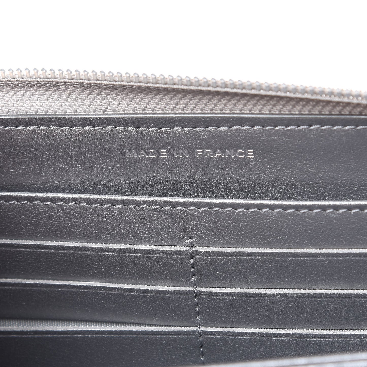 Metallic Caviar Quilted Boy L-Gusset Zip Wallet Silver