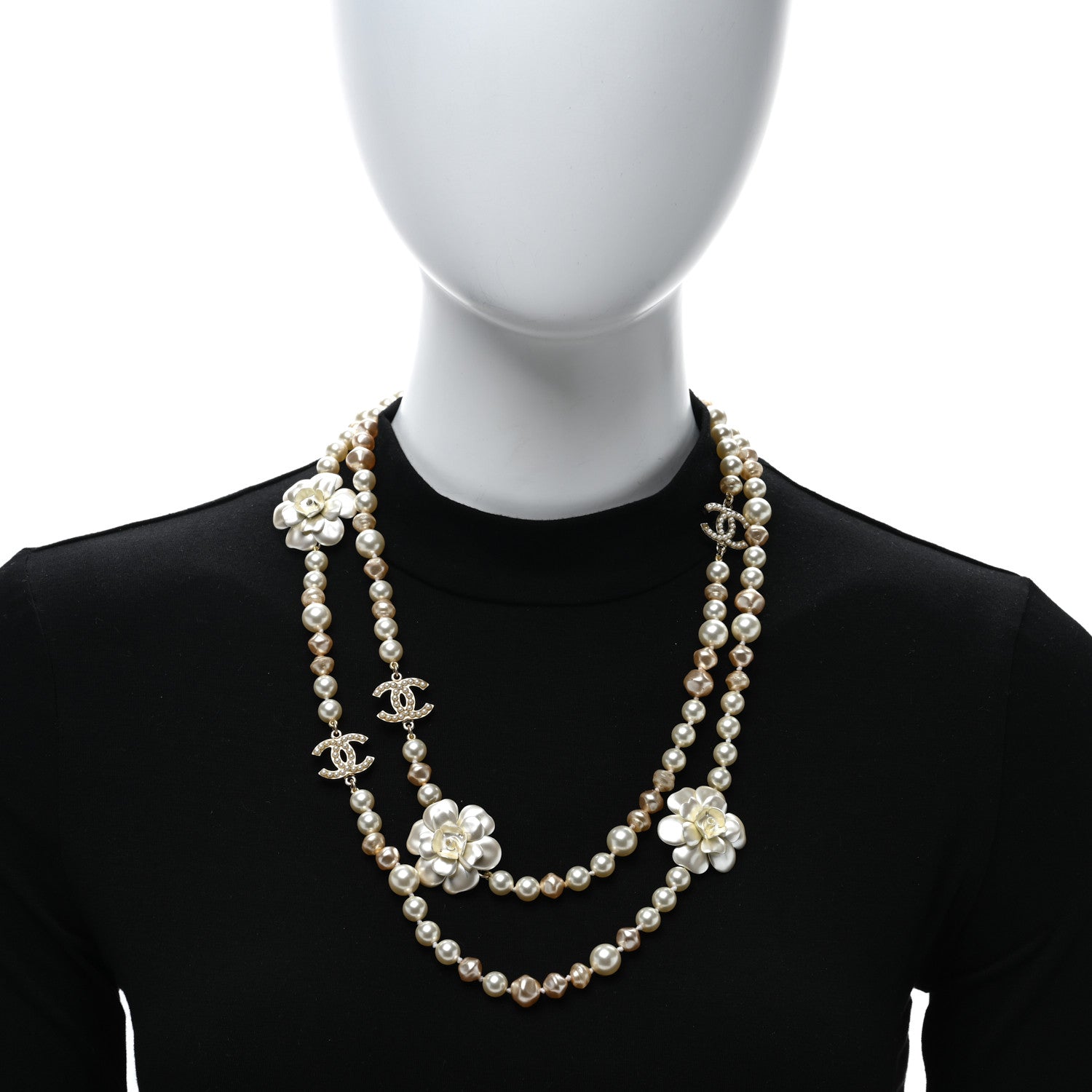 Chanel Pearl Camellia CC Long Necklace Gold 3 of 6