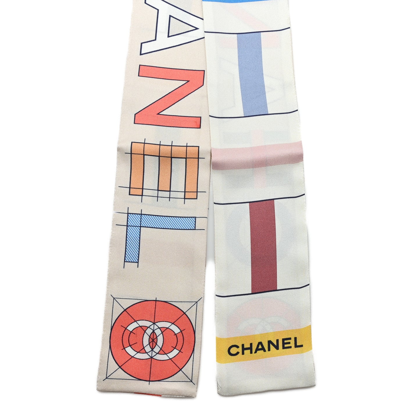 Silk Logo Slim Bandeau Scarf White Multicolor