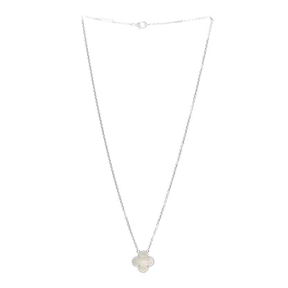 Van Cleef & Arpels 18K White Gold Mother of Pearl Vintage Alhambra Pendant Necklace 3 of 7