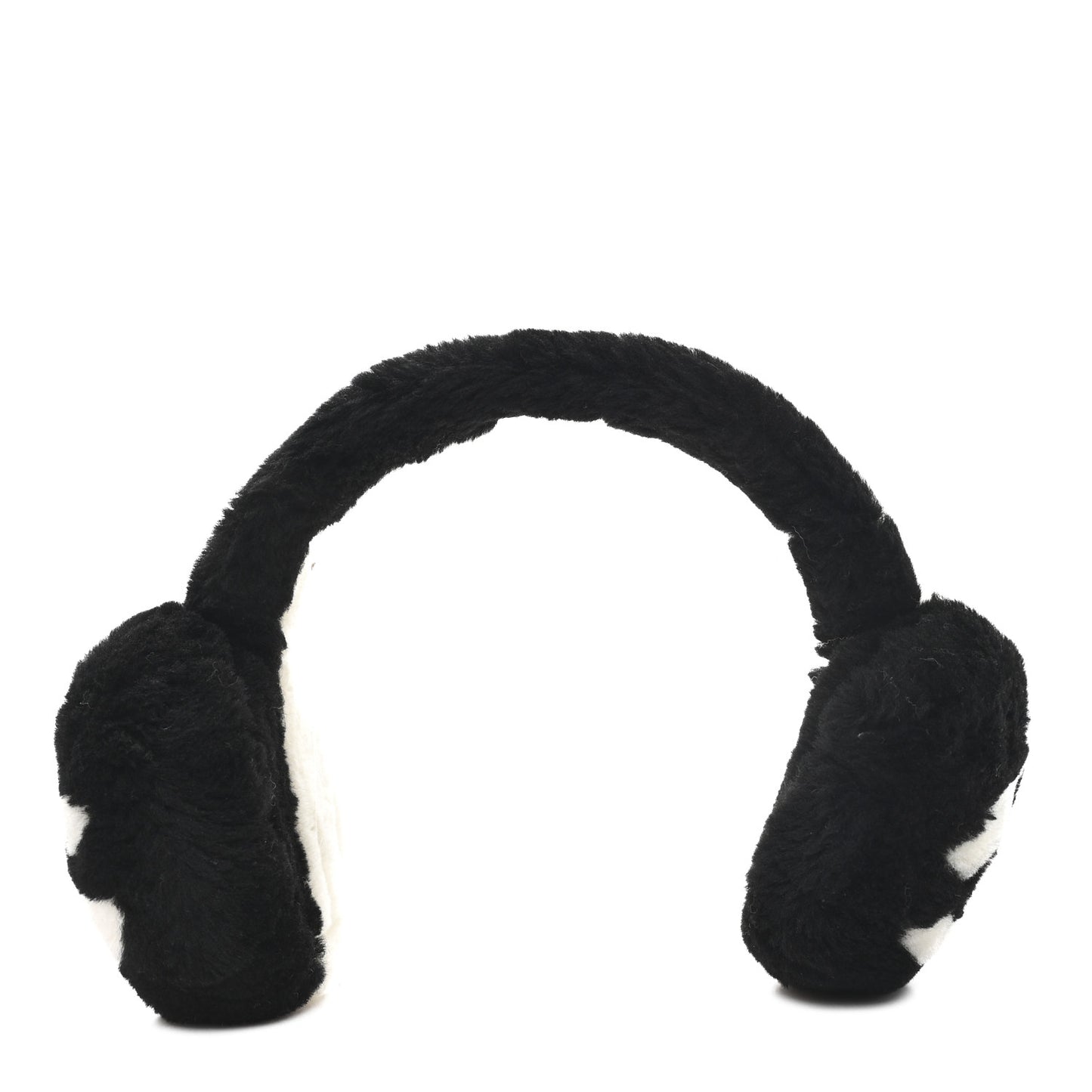 Shearling CC Ear Muffs Black White
