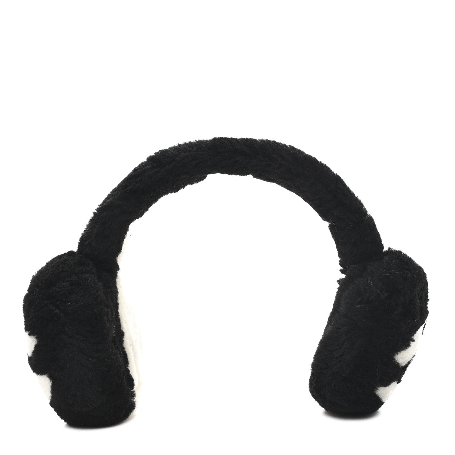 Chanel Shearling CC Ear Muffs Black White 3 of 6