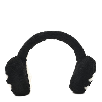 Chanel Shearling CC Ear Muffs Black White 3 of 6