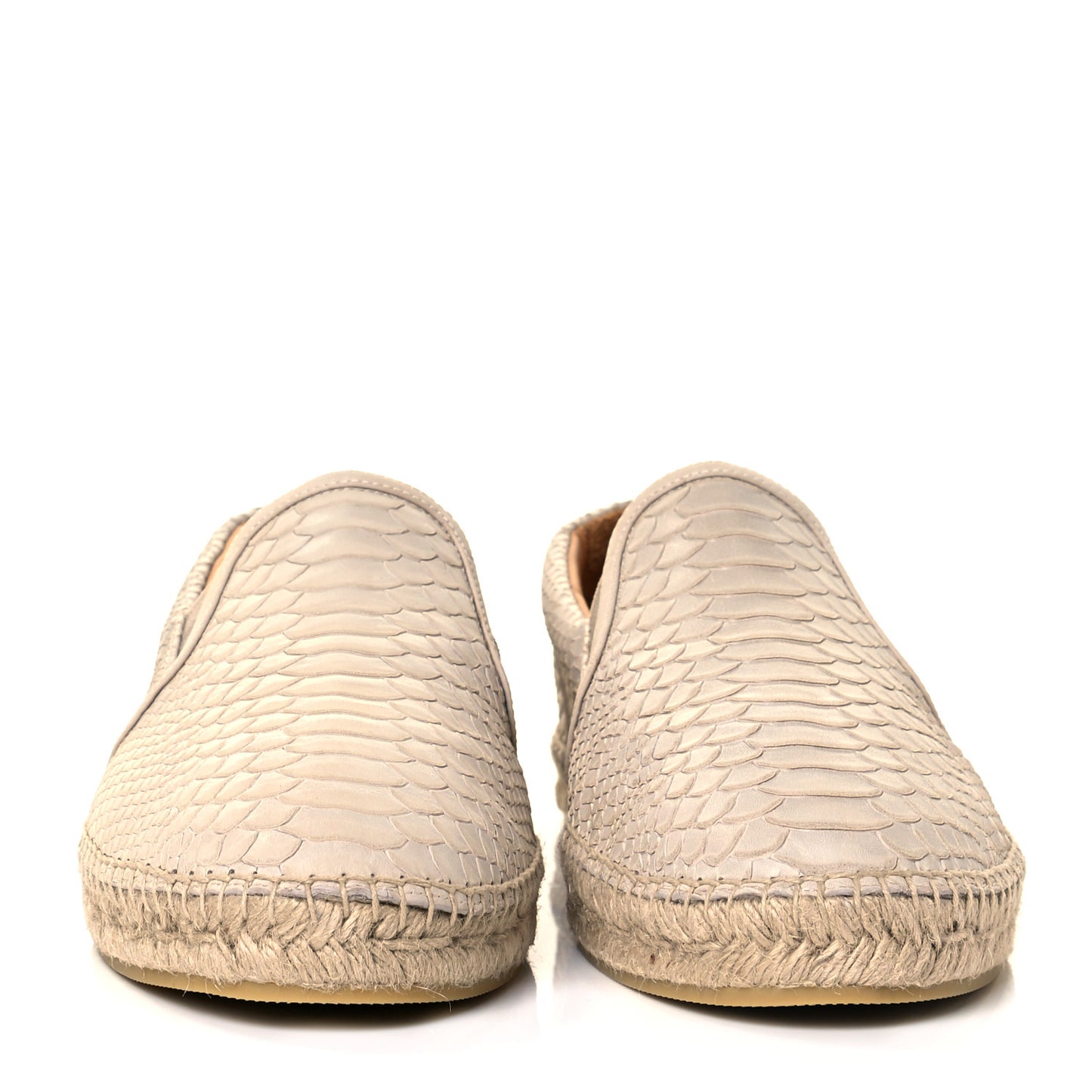 Calfskin Snake Embossed Mens Espadrilles 43 Beige