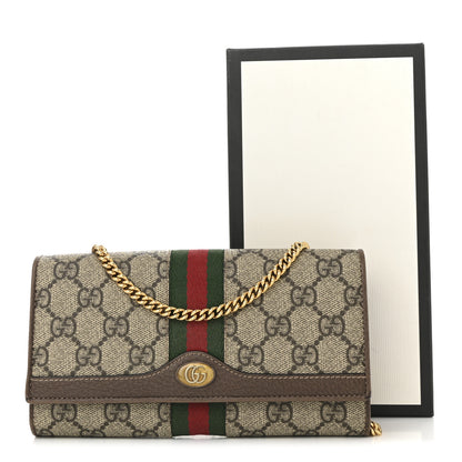Gucci GG Supreme Monogram Web Ophidia Wallet On Chain Brown 12 of 12