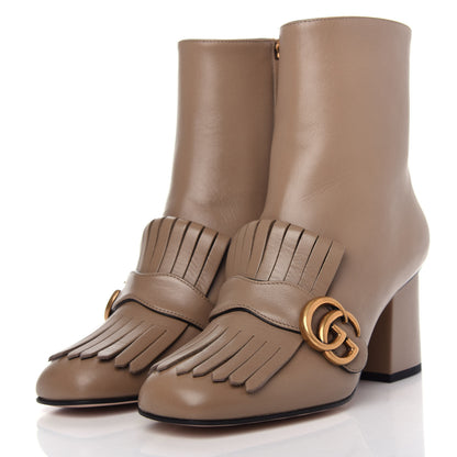 Gucci Malaga Kid GG Marmont Fringe 75mm Ankle Boots 37 Mud 3 of 11
