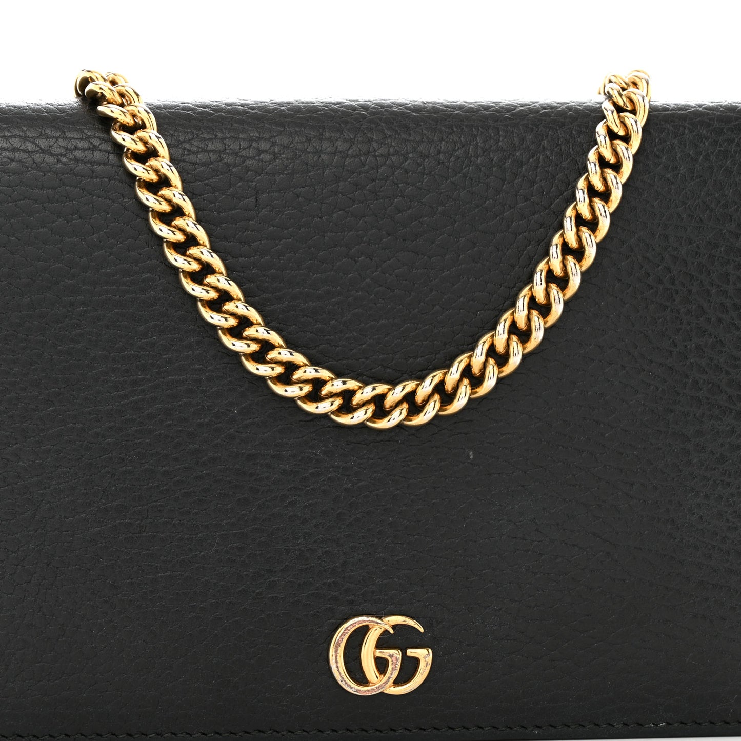Calfskin Mini GG Marmont Chain Wallet Black