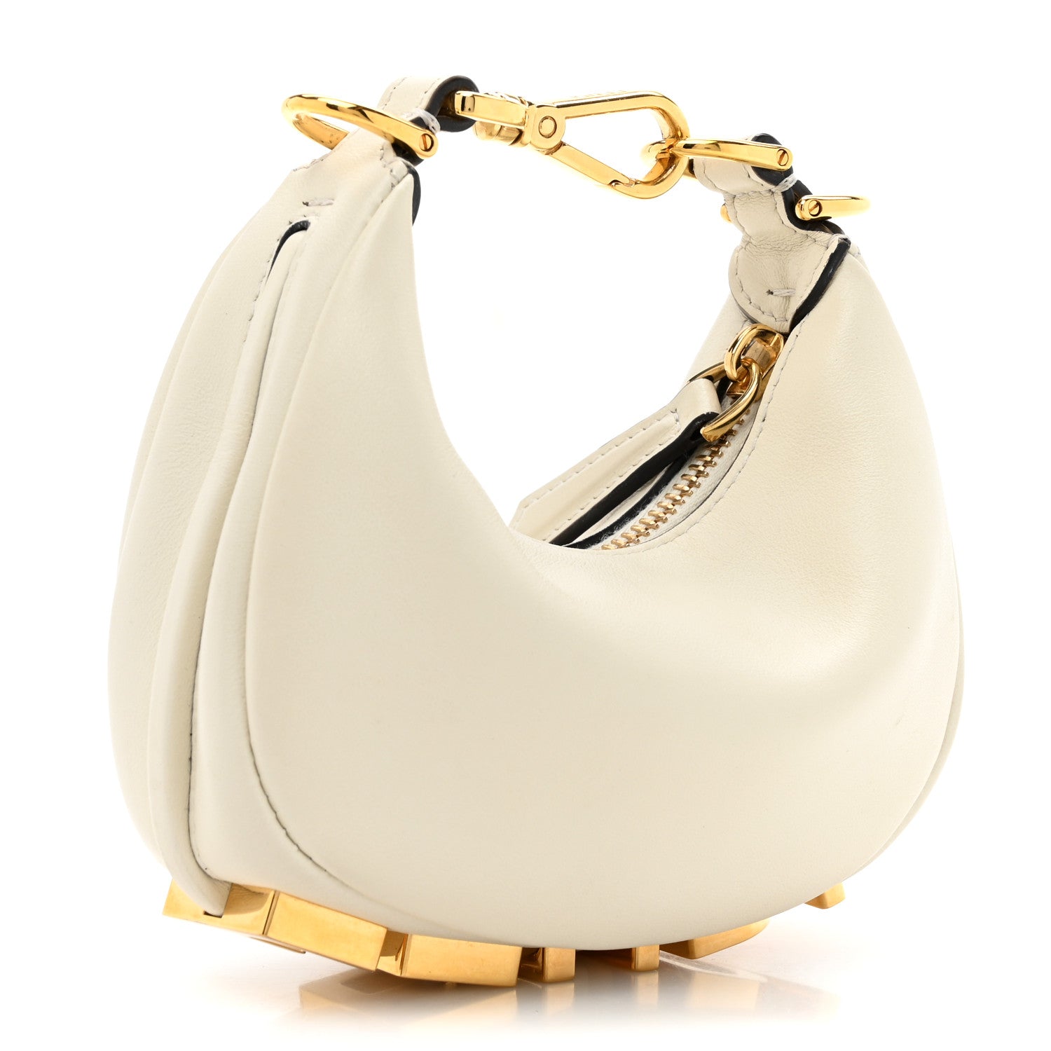 Fendi Vitello Grace Matte Nano Fendigraphy Hobo Charm White Ice 3 of 11