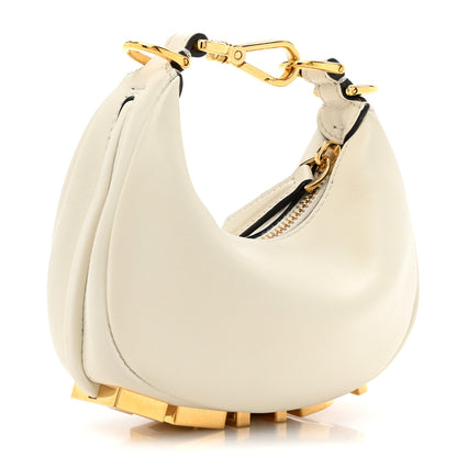 Fendi Vitello Grace Matte Nano Fendigraphy Hobo Charm White Ice 3 of 11
