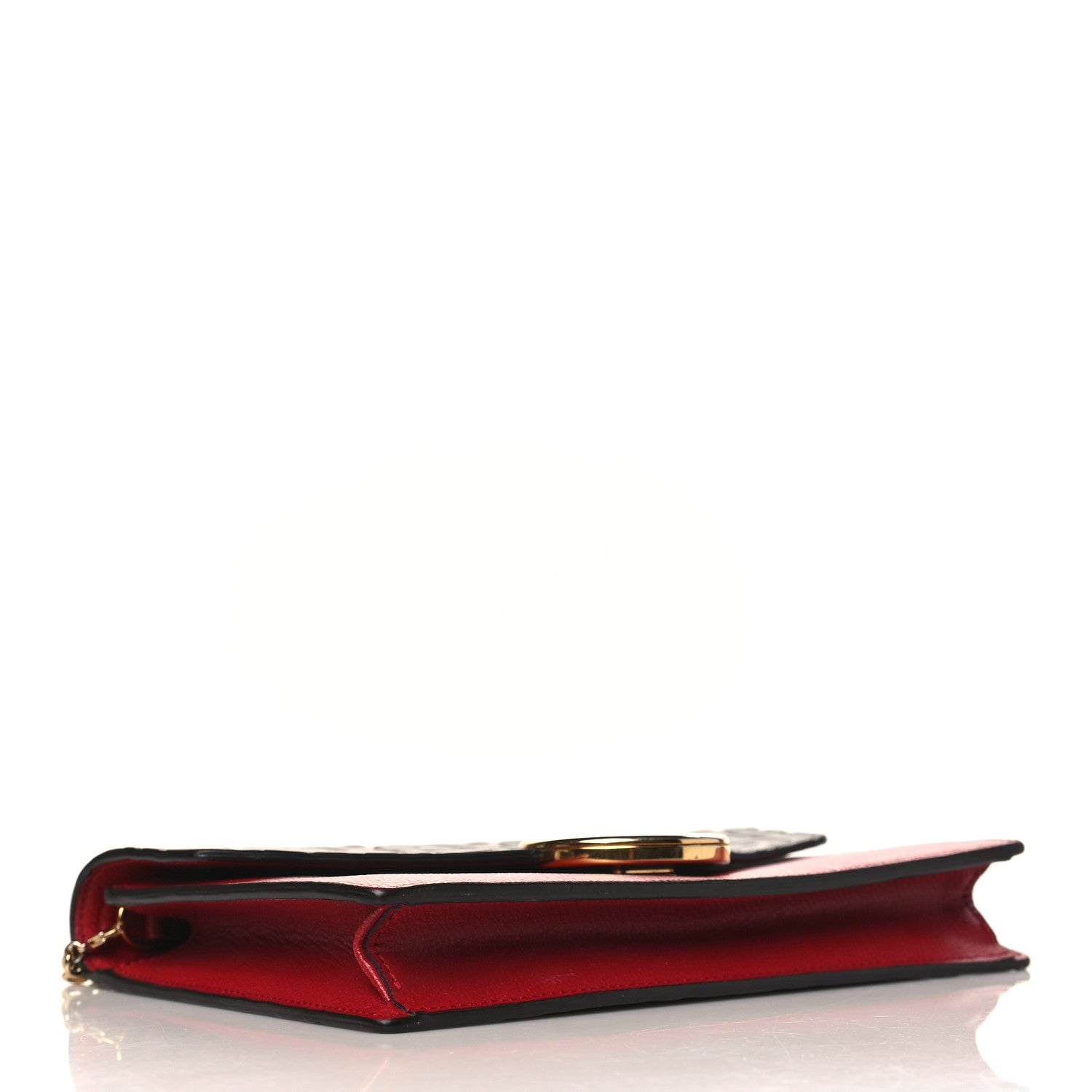 Fendi Vitello Cruise F is Fendi FF 1974 Embossed Medium Envelope Wallet On Chain Fragola Maya Black 4 of 11
