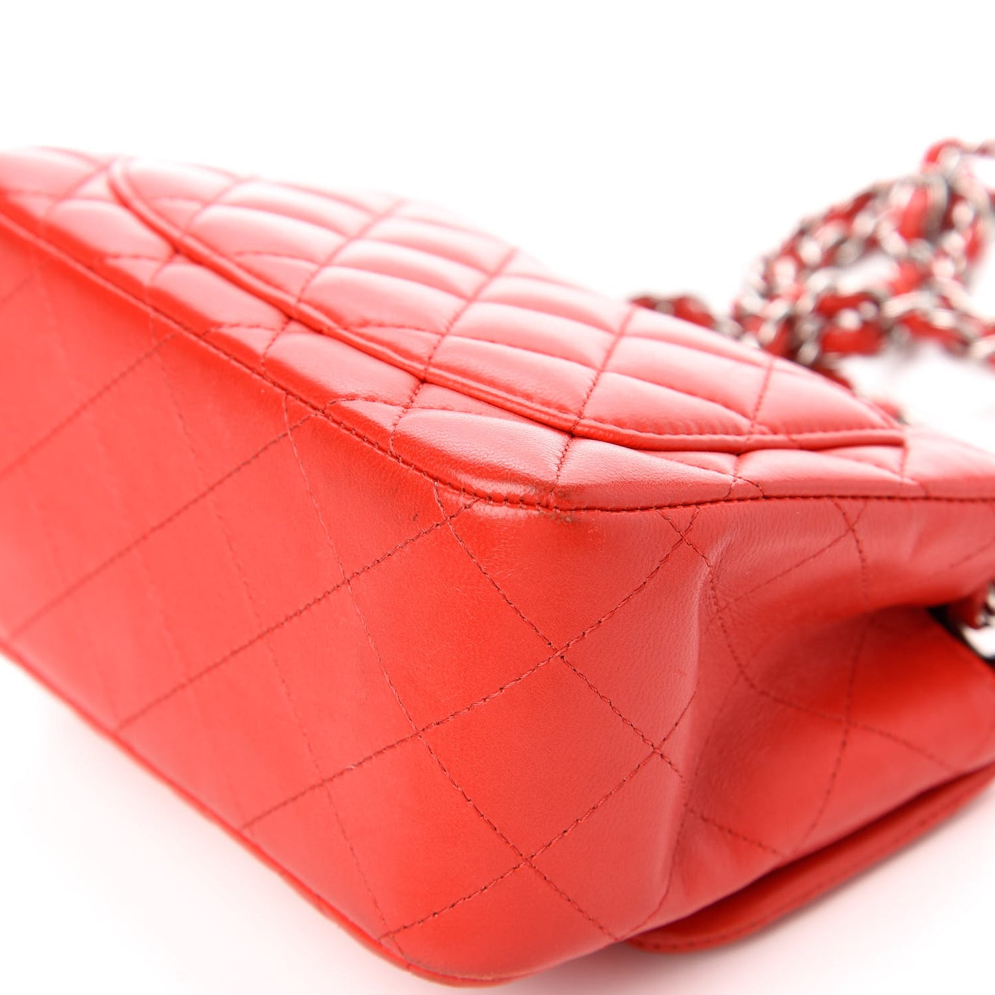 Lambskin Quilted Mini Square Flap Red