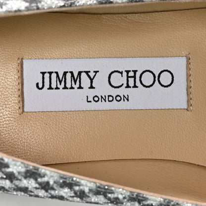 Jimmy Choo Glitter Houndstooth Wheel Weekend Slipper 38 Black Silver 8 of 13