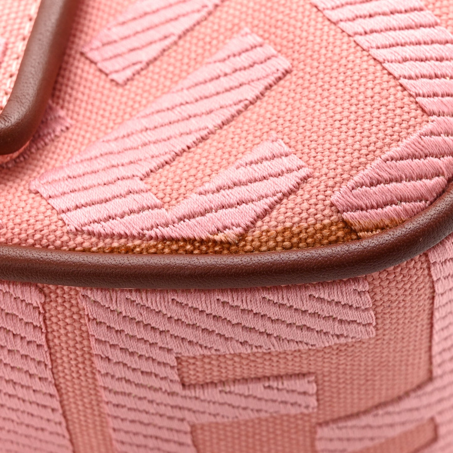 Canvas Vitello King FF Embroidered Baguette Rosa