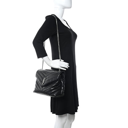 Saint Laurent Calfskin Y Quilted Monogram Medium Loulou Chain Satchel Black 2 of 12