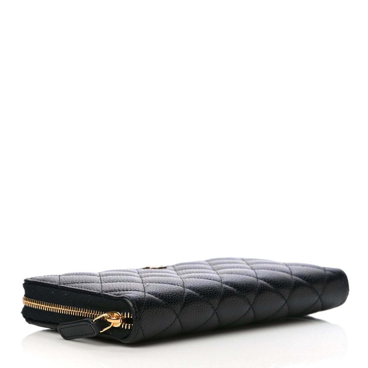 Caviar Quilted Large Gusset Zip Around Wallet Black