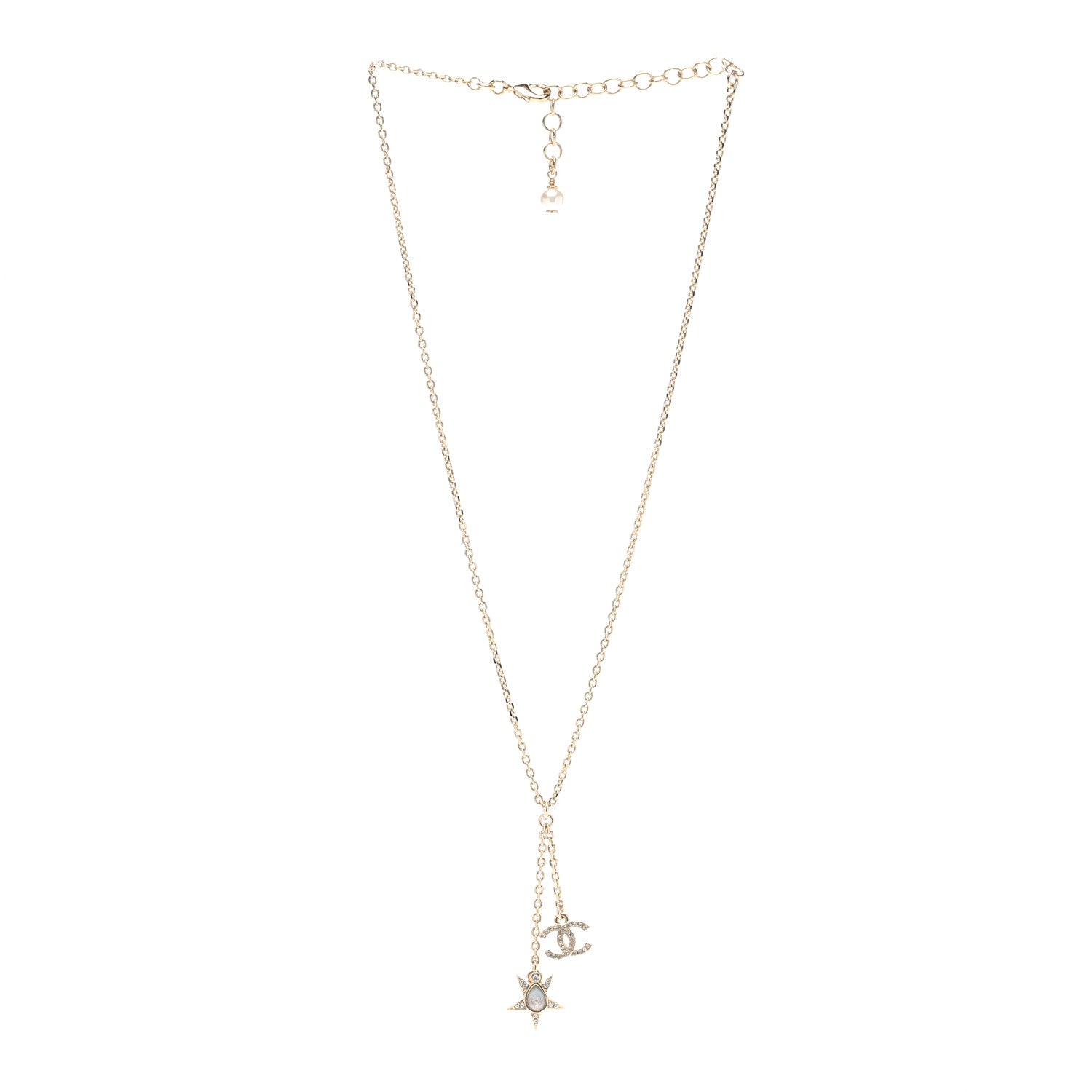 Chanel Crystal CC Star Necklace Gold 3 of 6