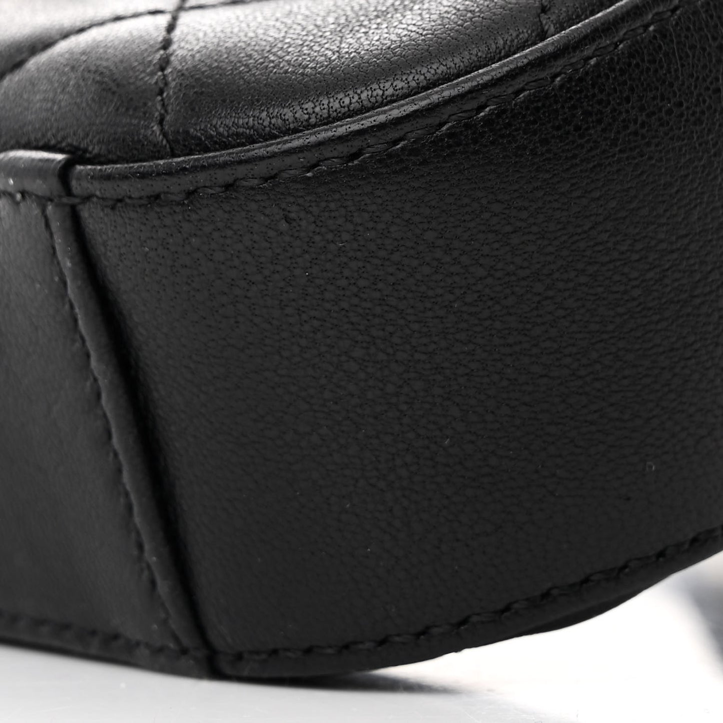 Lambskin Quilted Chain Infinity Waist Belt Bag Black