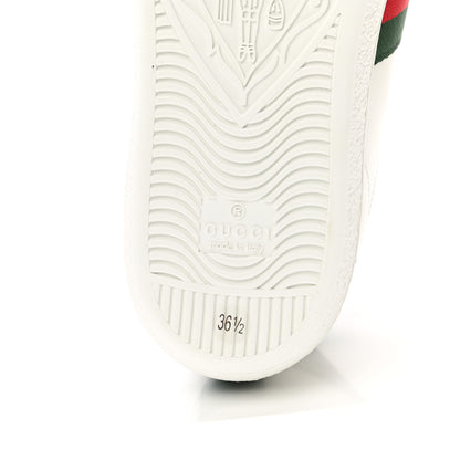 Gucci Calfskin Ayers Bee Embroidered Womens Ace Sneakers 36.5 White Green 7 of 10