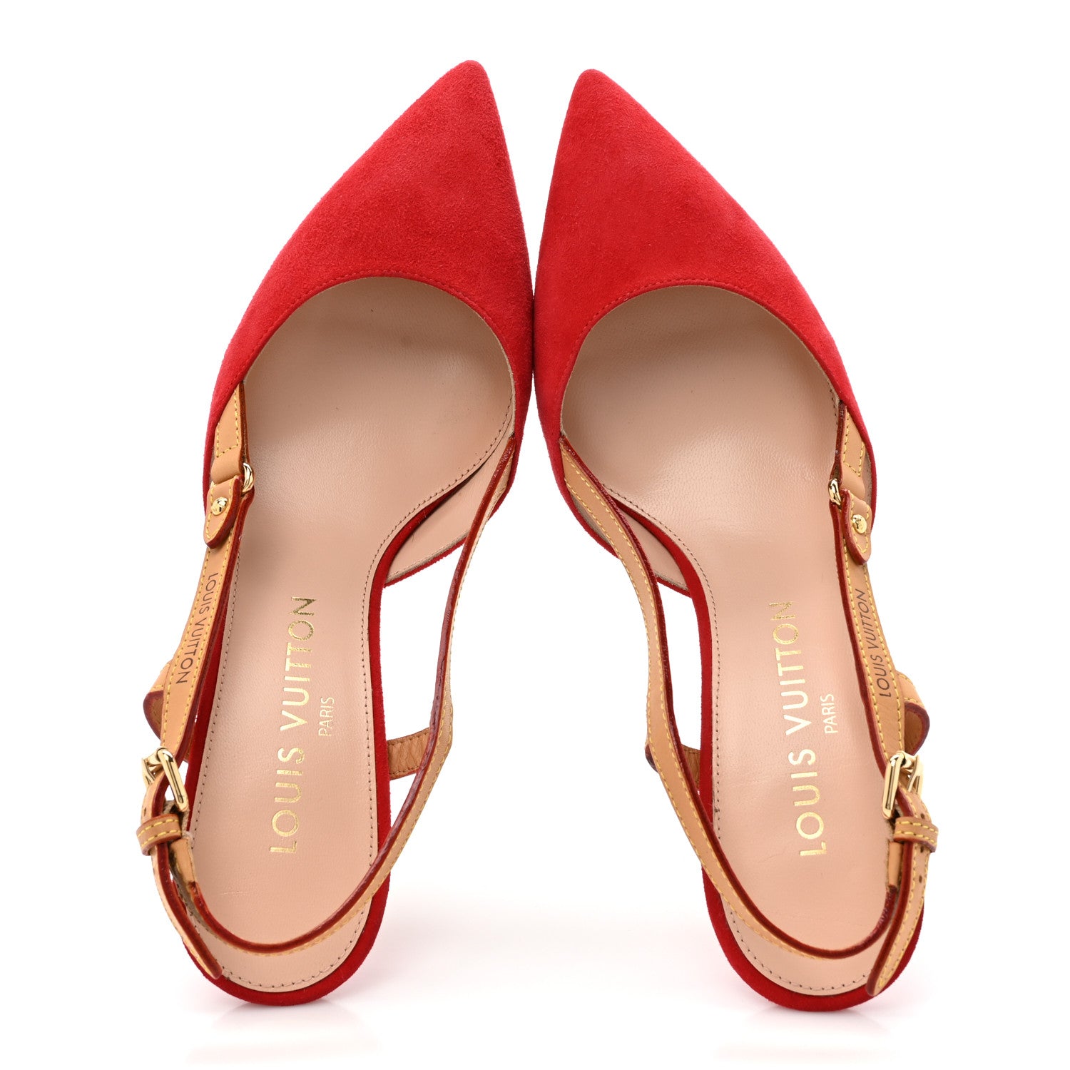 Louis Vuitton Suede Baby Goat Blossom Slingback Pumps 38 Rouge 2 of 9