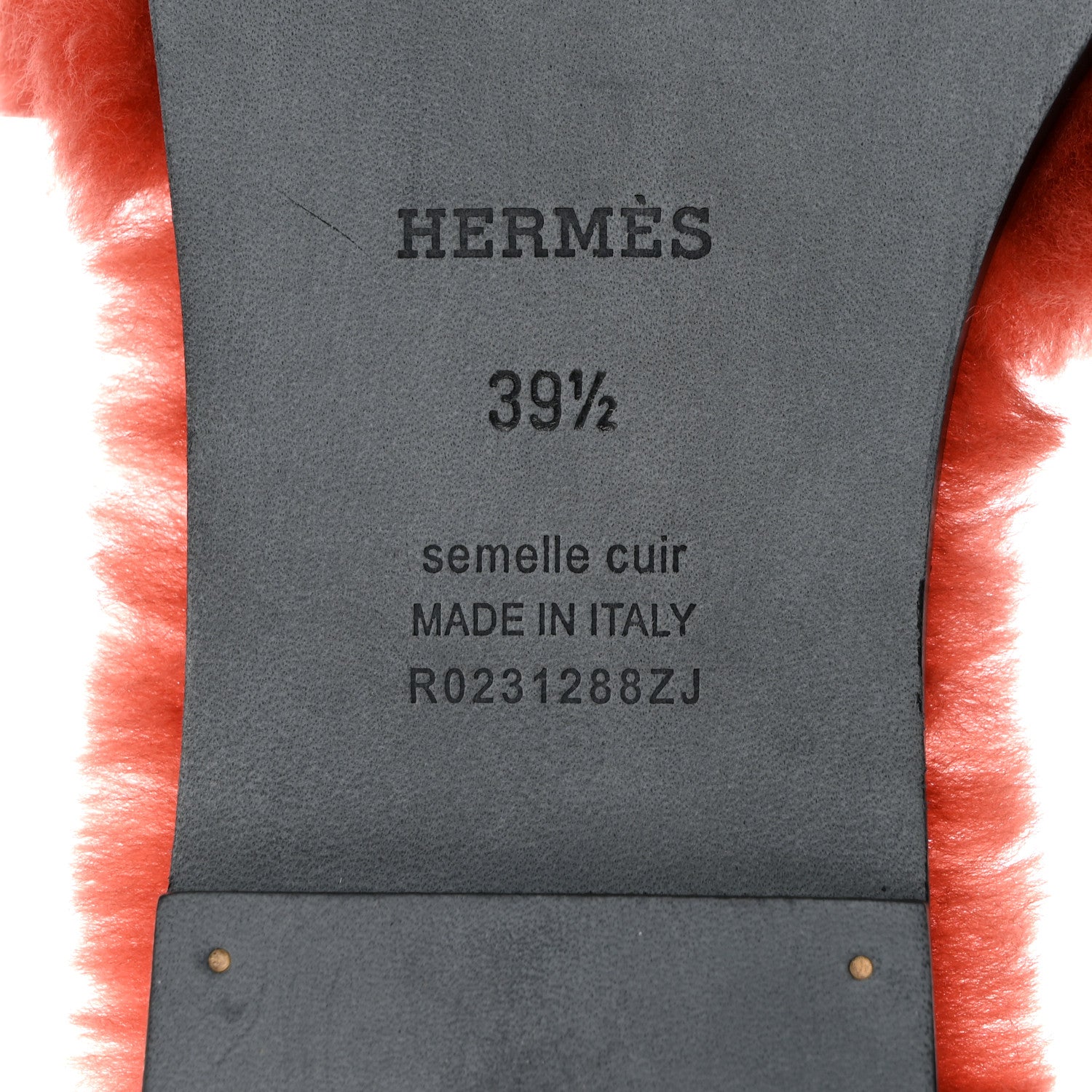 Hermes Woolskin Oran Sandals 39.5 Rouge De Turin 7 of 9