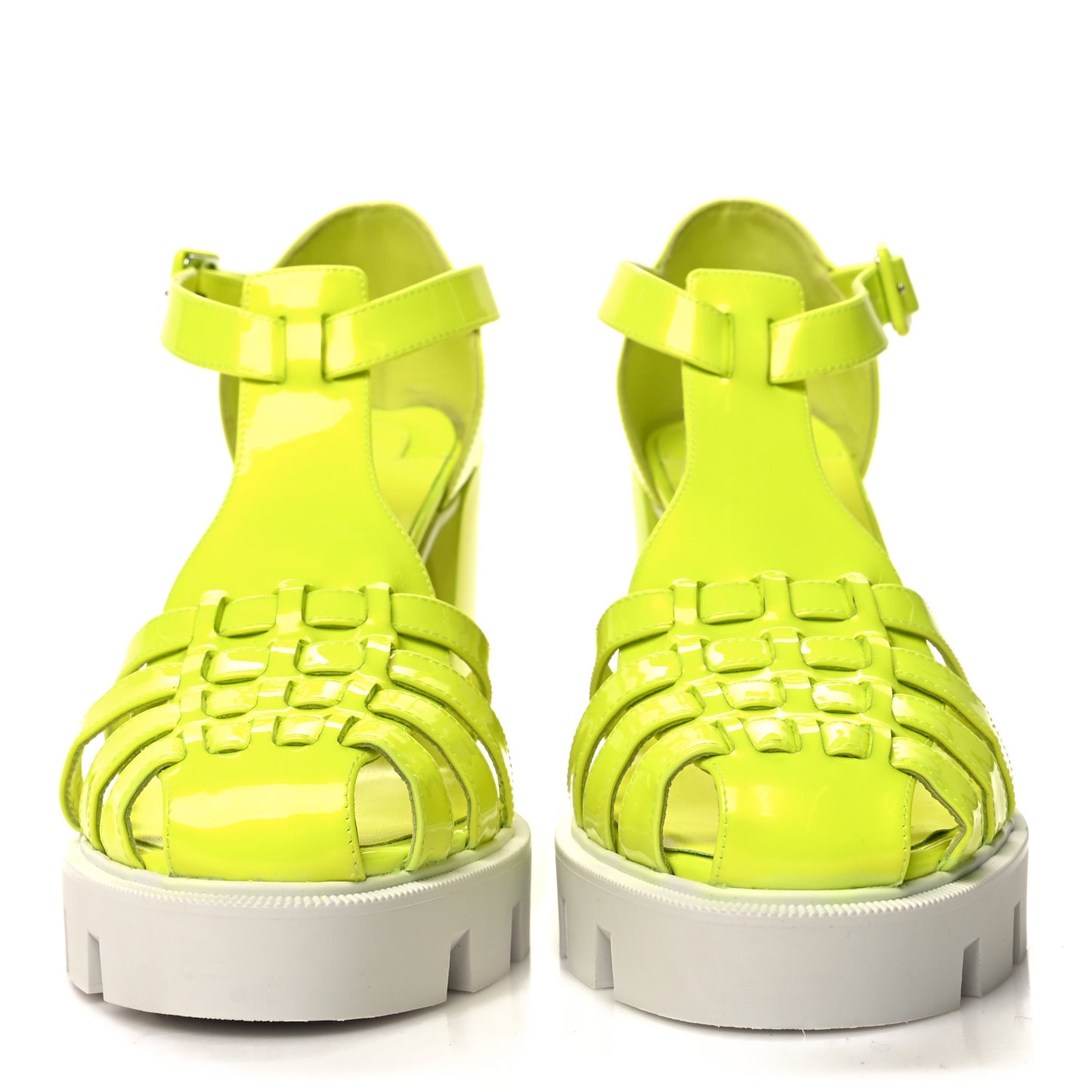 Patent Perle Meduzette 100 Lug Sole Sandals 39.5 Fluo Yellow
