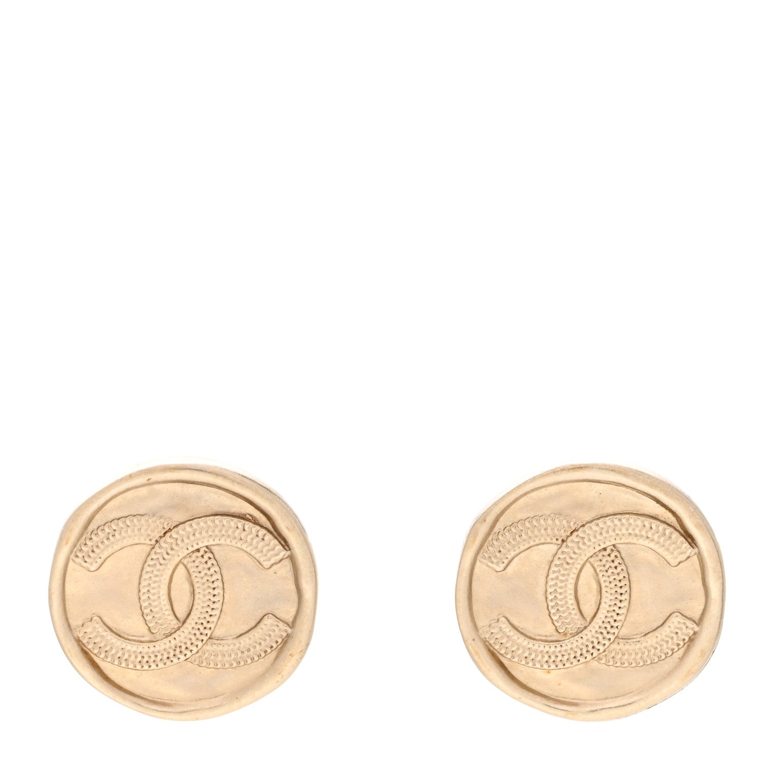 Chanel Metal Round CC Earrings Gold 1 of 5