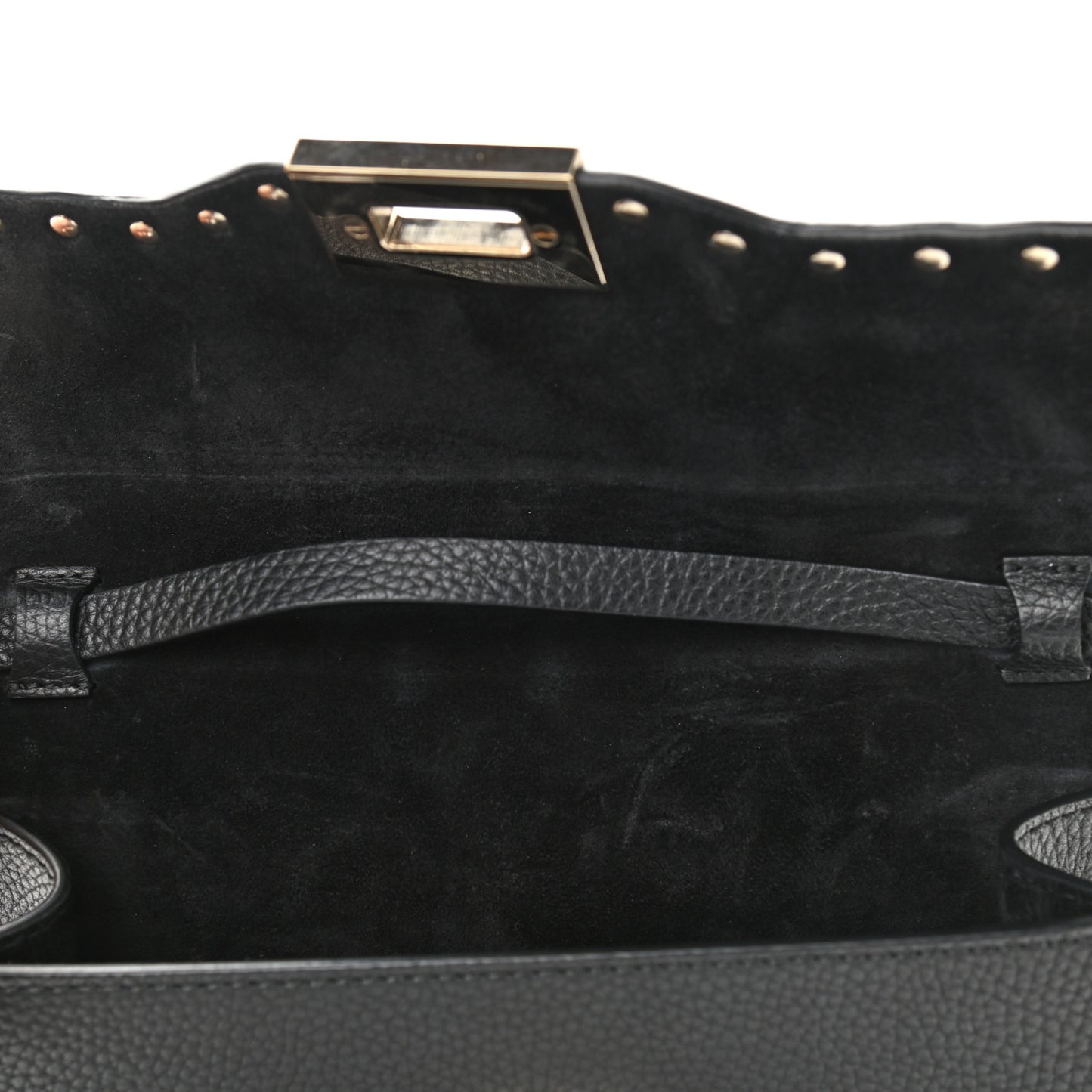 Pebbled Calfskin Medium Rockstud Flip Lock Crossbody Bag Black