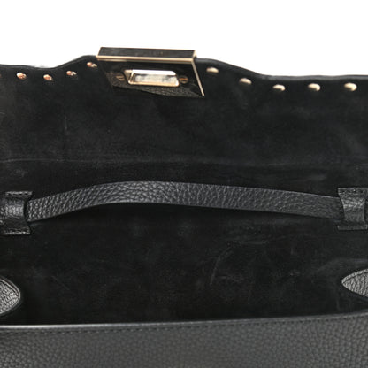 Valentino Garavani Pebbled Calfskin Medium Rockstud Flip Lock Crossbody Bag Black 11 of 12