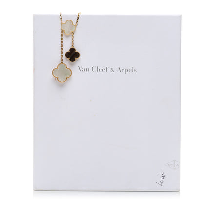 Van Cleef & Arpels 18K Yellow Gold Mother of Pearl Onyx 6 Motifs Magic Alhambra Necklace 5 of 5