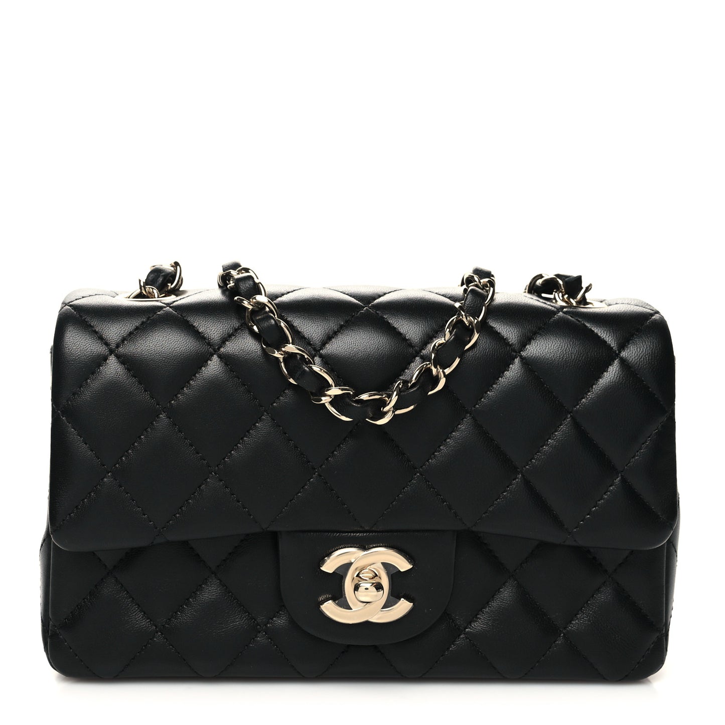 Lambskin Quilted Mini Rectangular Flap Black