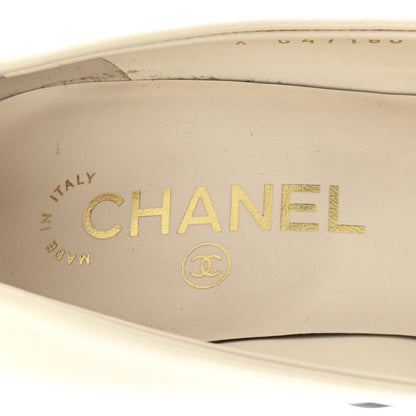 Chanel Lambskin Patent Calfskin Cap Toe Pumps 39.5 Ivory Black 8 of 13