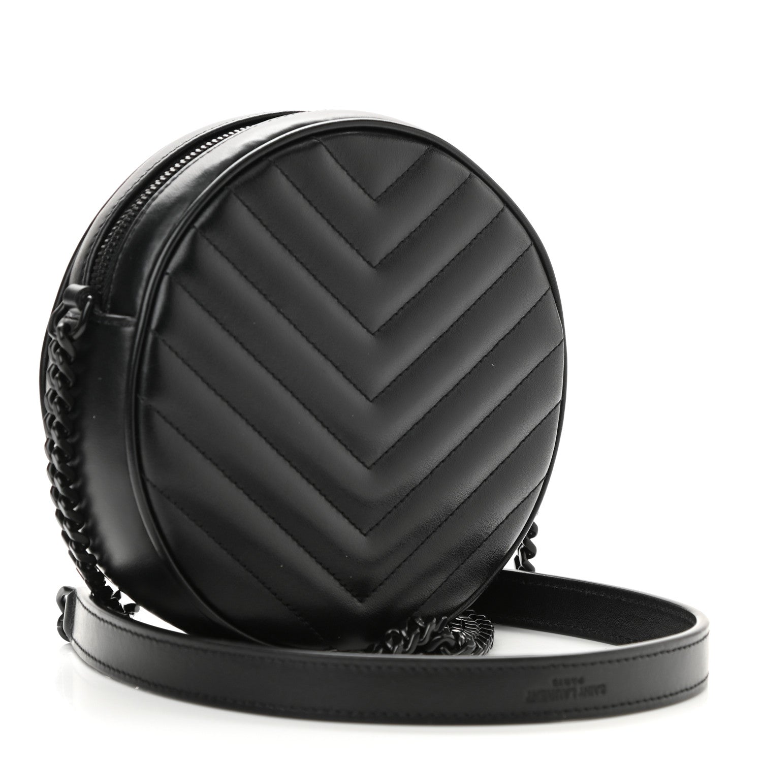 Saint Laurent Calfskin Matelasse Chevron Round Vinyle Camera Bag Black 3 of 8