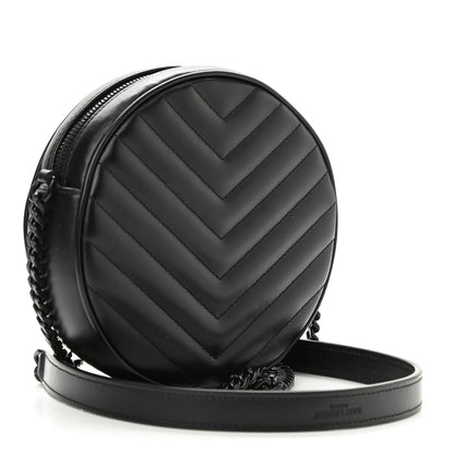 Saint Laurent Calfskin Matelasse Chevron Round Vinyle Camera Bag Black 3 of 8
