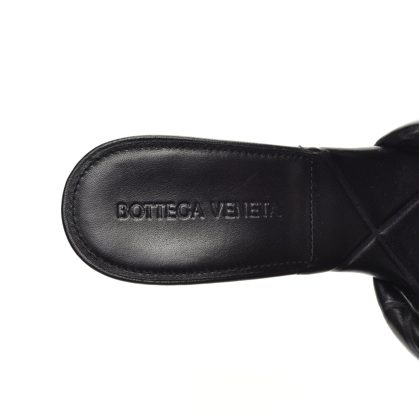 Nappa Quilted Rubber Lido Mule Sandals 38 Black