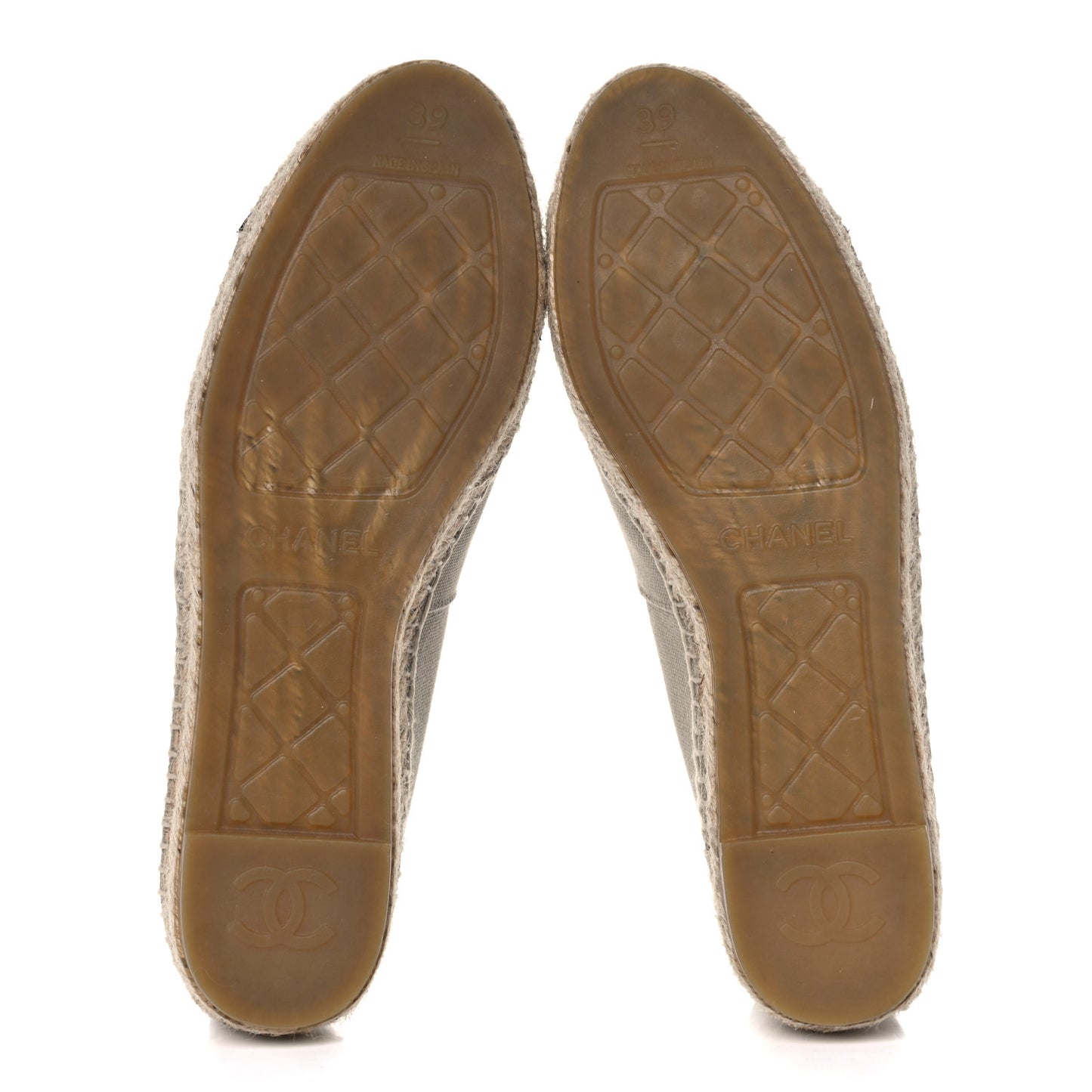 Canvas Grosgrain CC Espadrilles 39 Beige Black