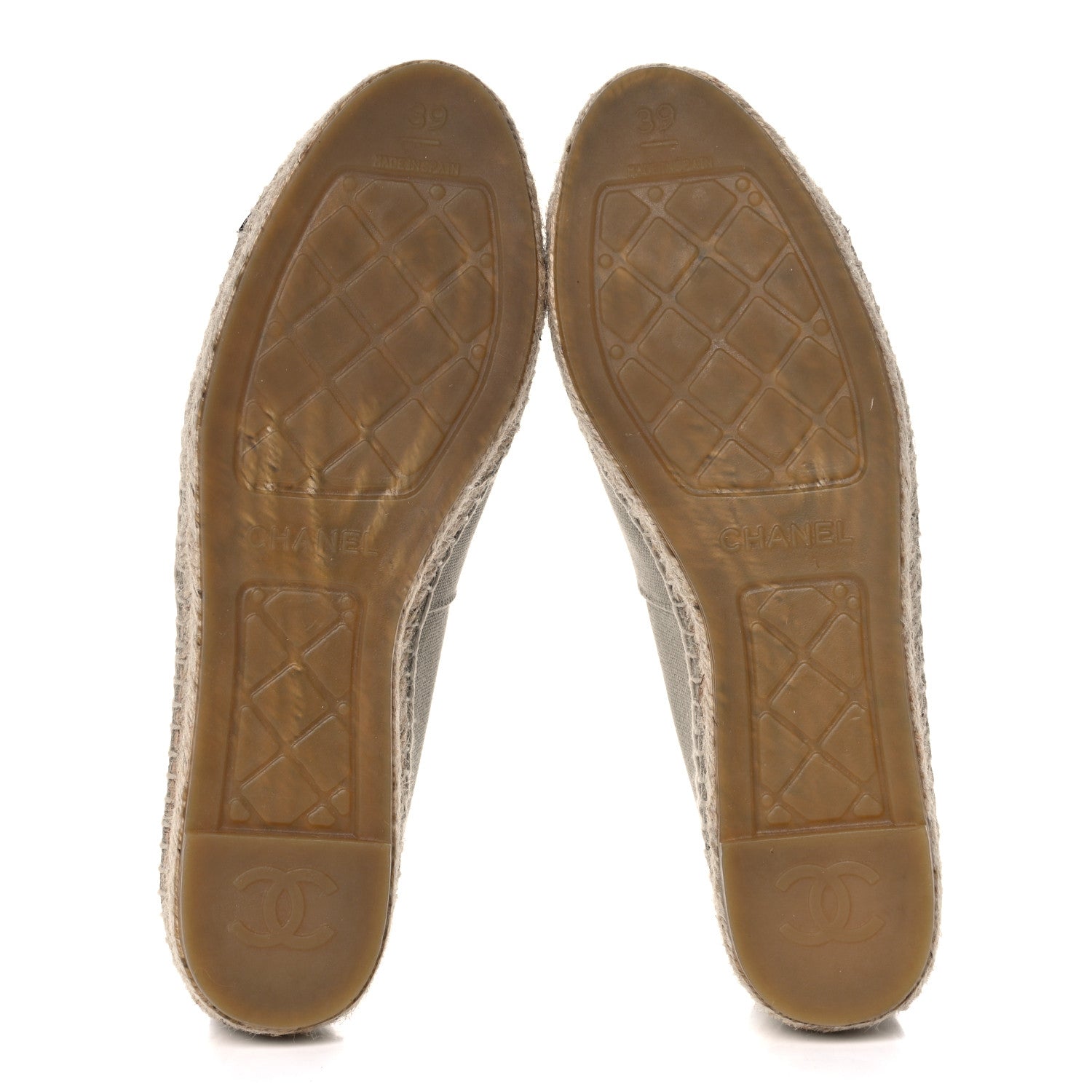 Chanel Canvas Grosgrain CC Espadrilles 39 Beige Black 5 of 9
