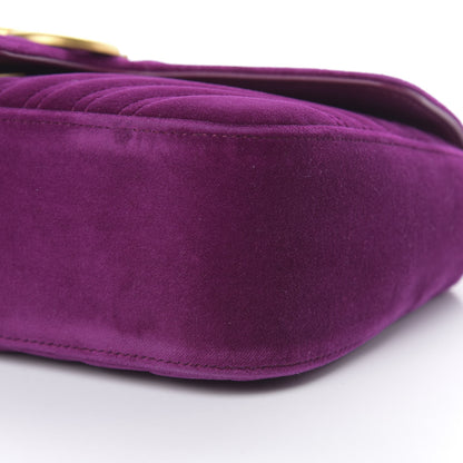 Gucci Velvet Matelasse Small GG Marmont Shoulder Bag Fuchsia Violet Cyclamen 10 of 13