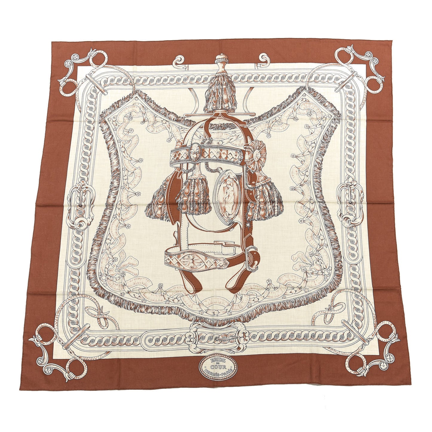 Cashmere Silk Bride De Cour Remix Scarf 140 Cacao Naturel Black