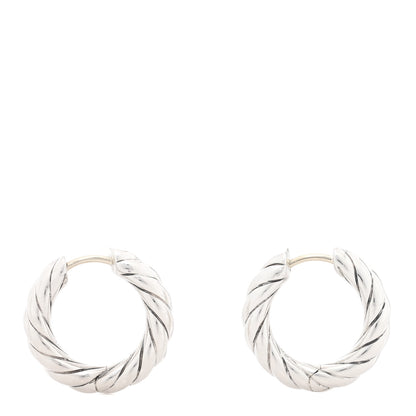 David Yurman Sterling Silver 18.6mm Scultped Cable Hoop Earrings 3 of 4