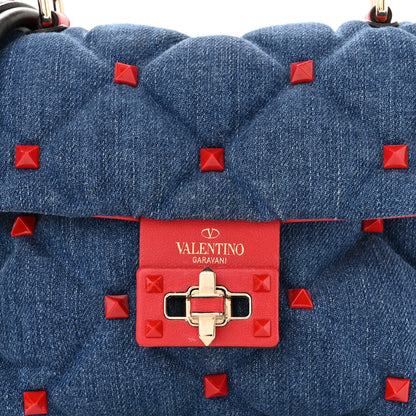 Valentino Garavani Denim Mini Candystud Top Handle Bag Blue Red 7 of 9