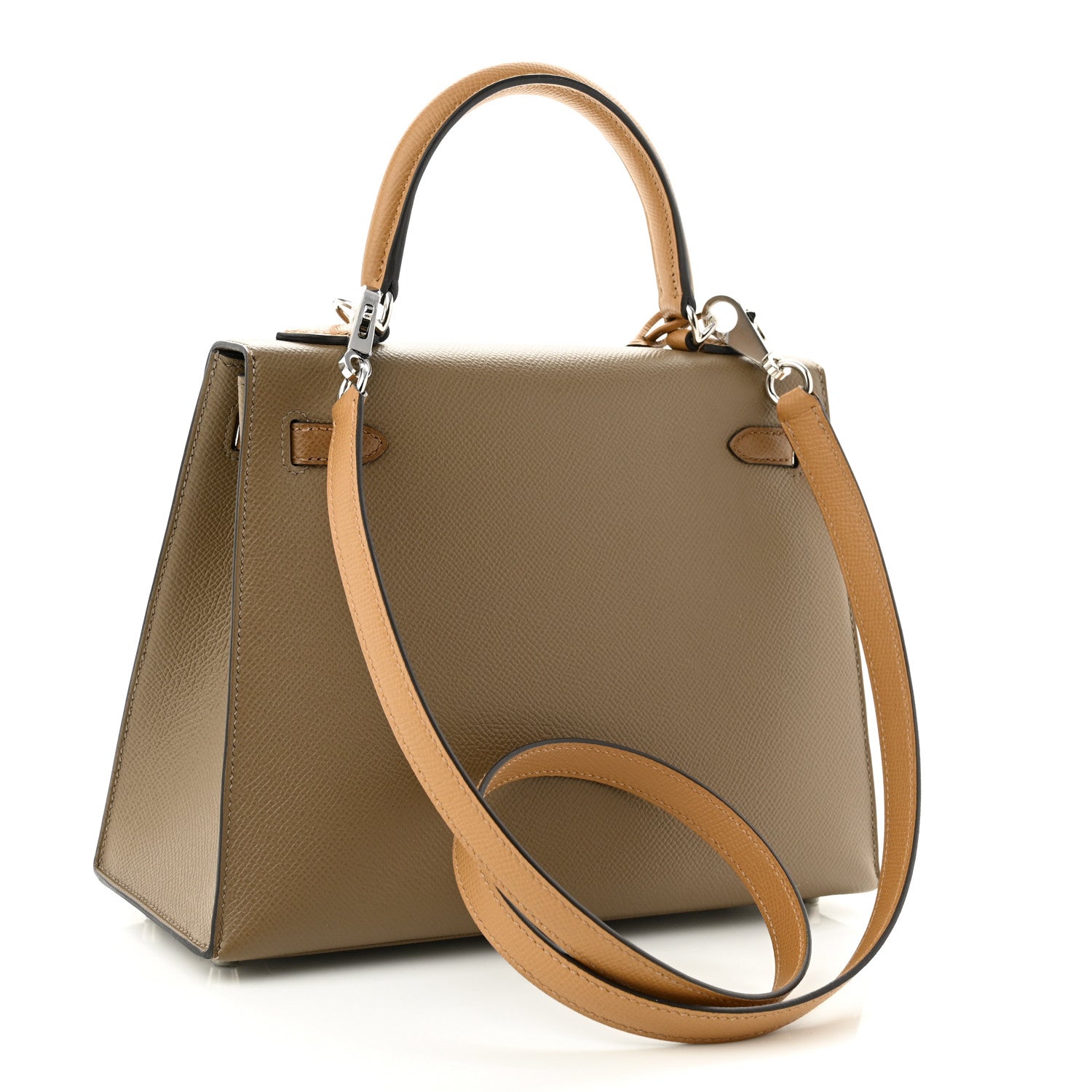 Hermes Epsom Verso Tri-Color Kelly Sellier 25 Etoupe Alezan Biscuit 2 of 10