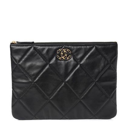 Chanel Goatskin Quilted Large 19 Cosmetic Case Black 1 of 7