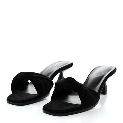 Hermes Suede Goatskin Giny 55 Sandals 39 Black 3 of 9