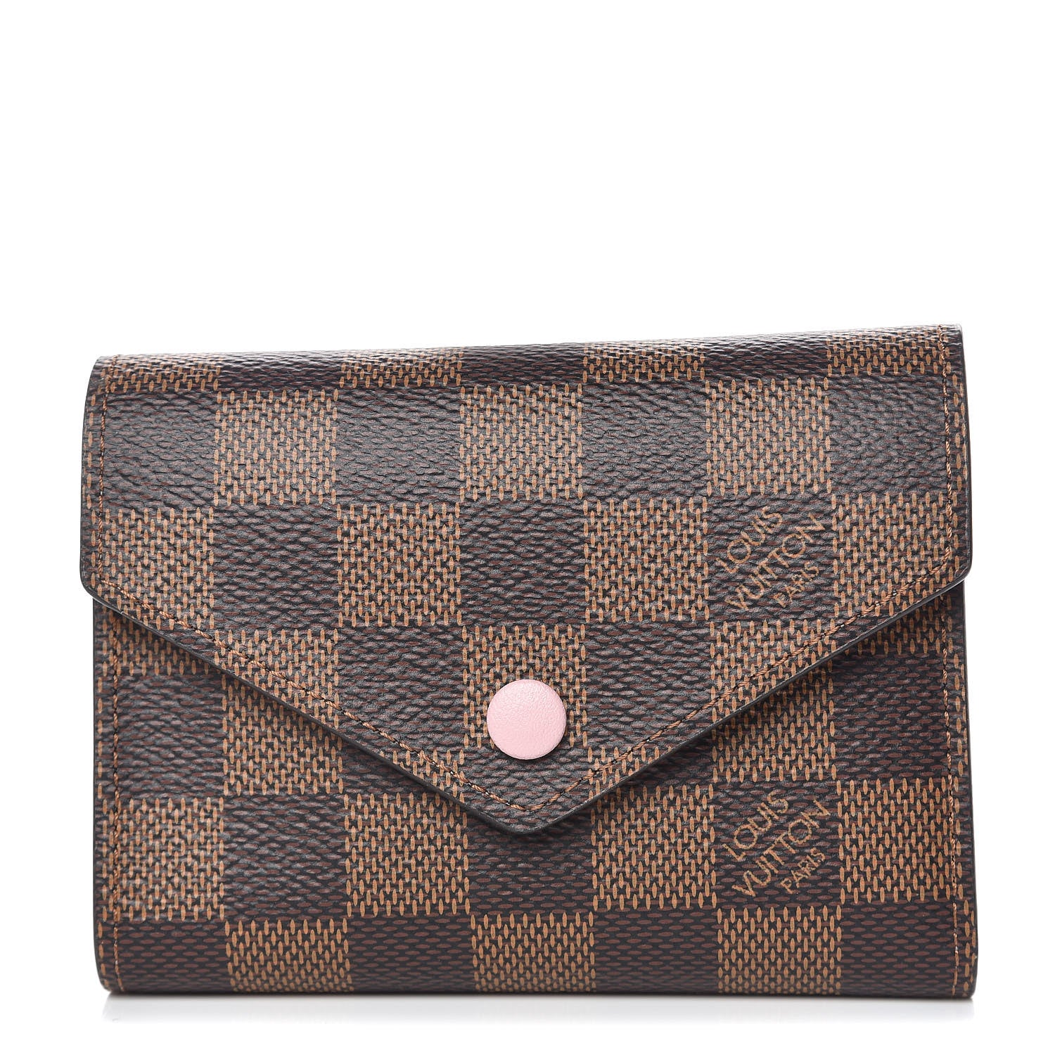 Louis Vuitton Damier Ebene Victorine Wallet Rose Ballerine 1 of 8