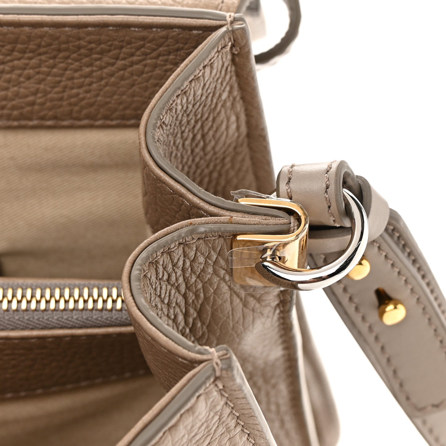Grained Deerskin Shiny Calfskin Large Aby Day Shoulder Bag Motty Grey