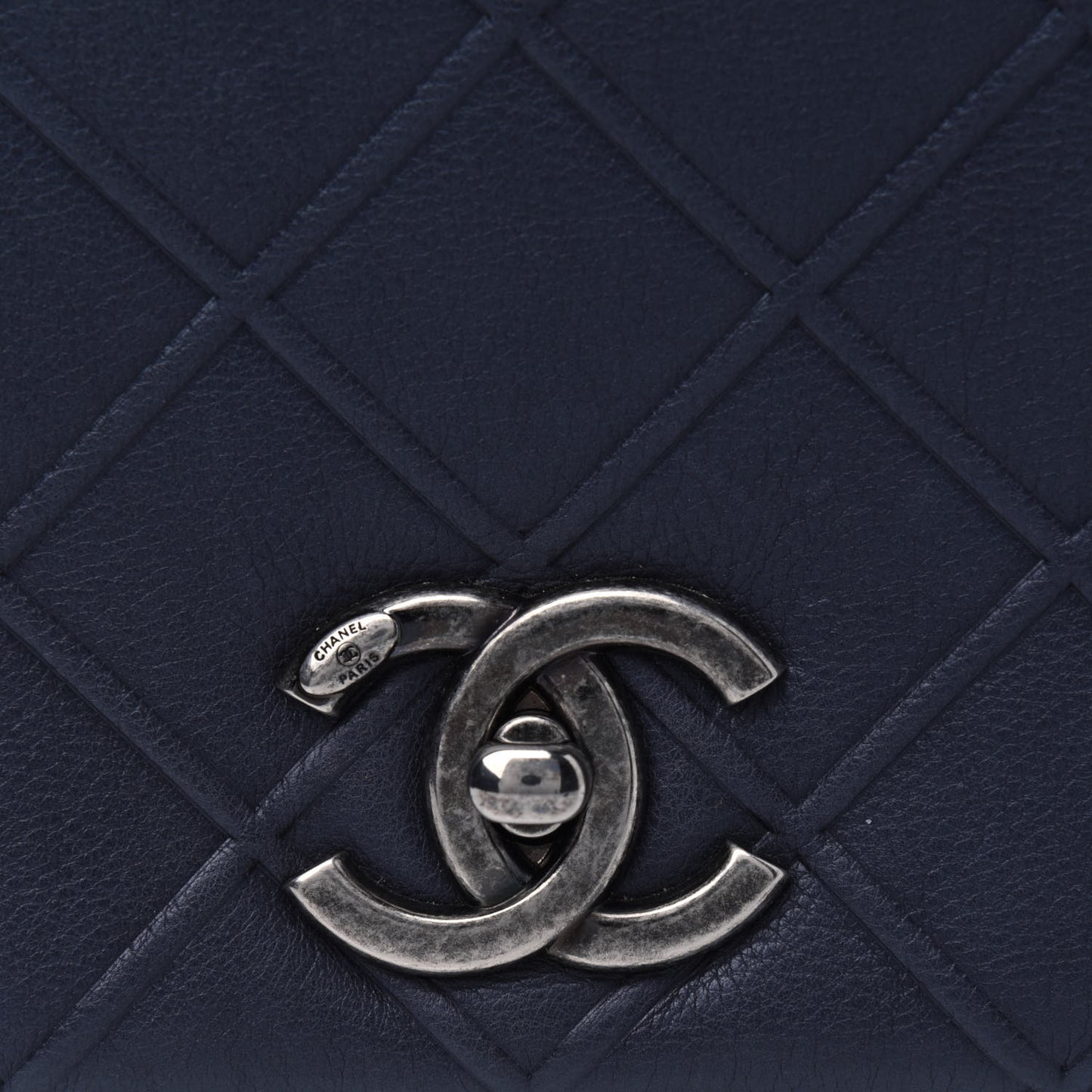 Calfskin Diamond Embossed New Chic Flap Blue