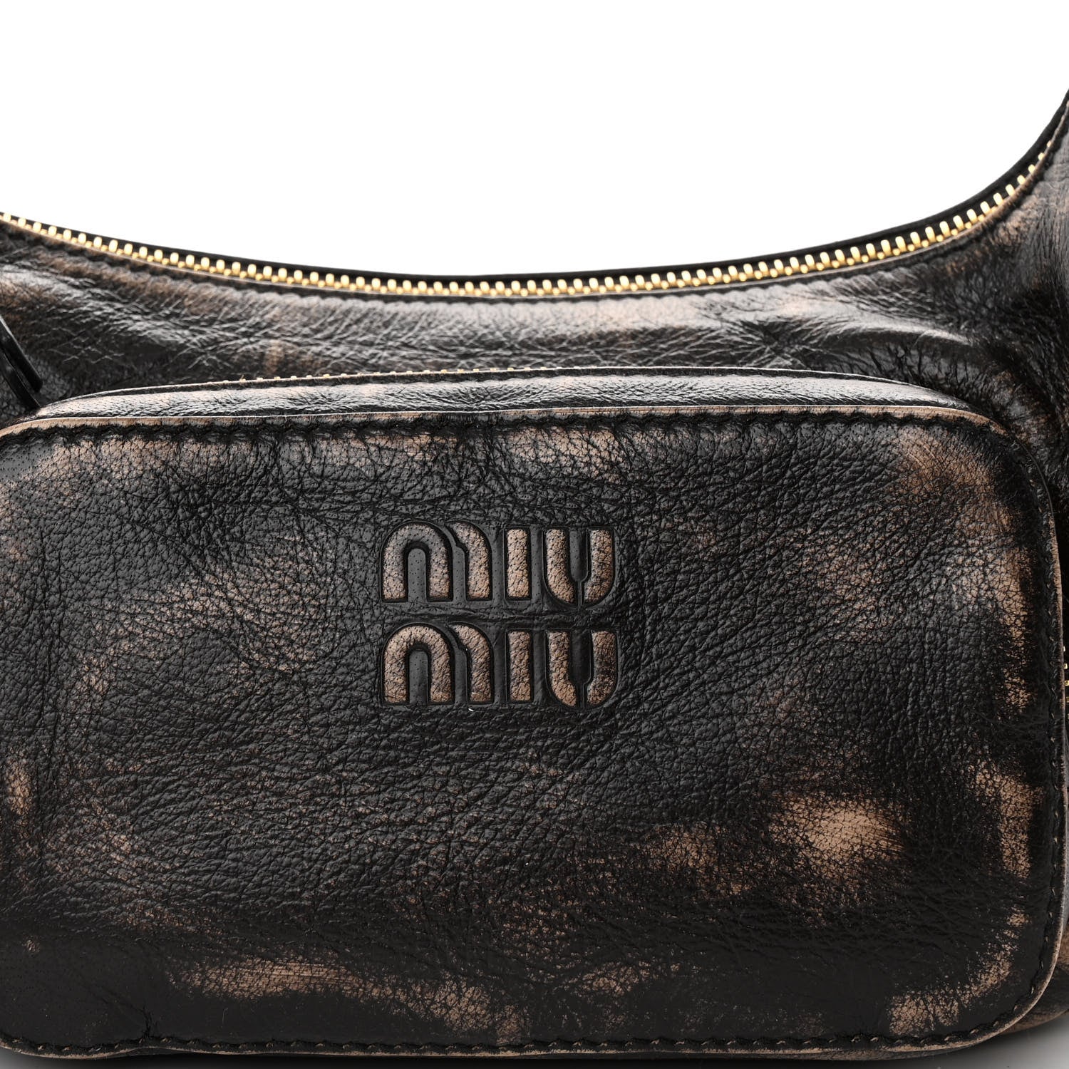 Miu Miu Distressed Nappa Pocket Bag Sand Coffee 8 of 10