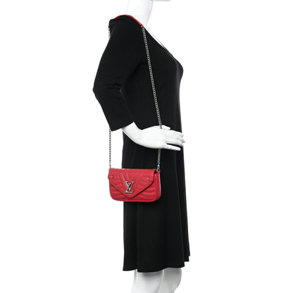 Louis Vuitton Calfskin New Wave Chain Pochette Scarlet 2 of 10