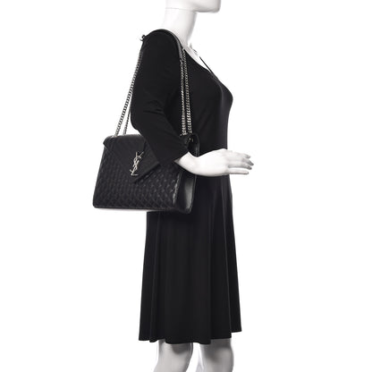 Saint Laurent Grain De Poudre Large Tri-Quilt Monogram Satchel Black 2 of 10